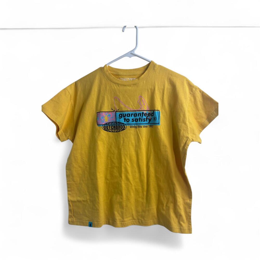 Dutch Bros Guaranteed to Satisfy Yellow Graphic T-Shirt Medium
